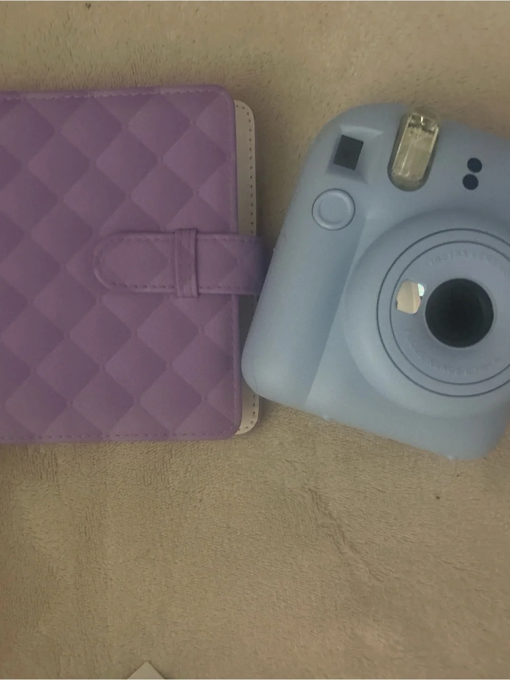 Instax Light Blue Instant Camera with Purple Photo Album